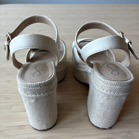 Elegant Cream Wedge Platform Sandals - Picture 3 of 5